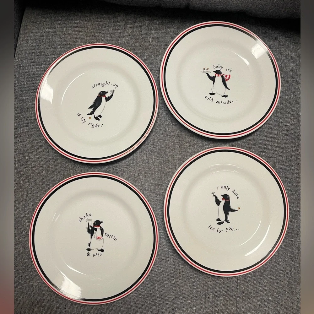 Restoration Hardware Penguin Themed Plates Set